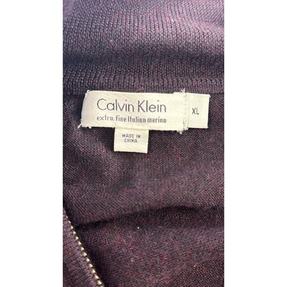 CALVIN KLEIN Extra Fine Merino Wool 1/3 Zip Pullover Sweater Men's Size XL - Picture 4 of 6